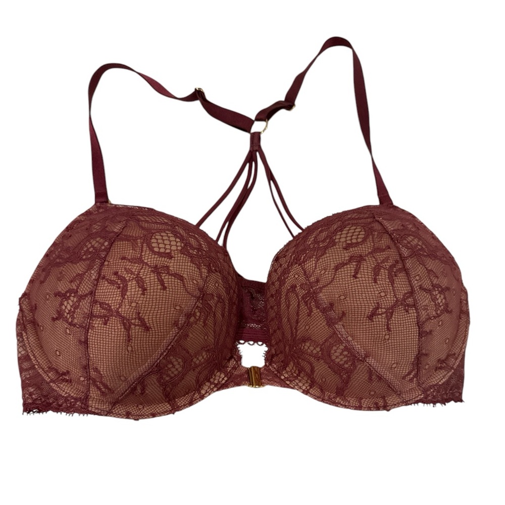 Victorias Secret Maroon Lace Underwire Bra with Racerback straps